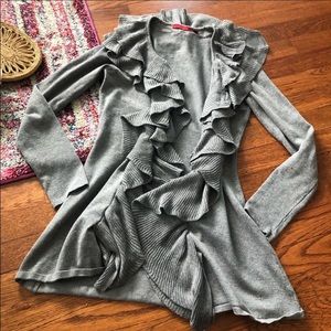 Grey ruffle cardigan